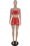 Red Fashion Casual Solid Patchwork U Neck Sleeveless Two Pieces
