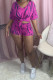 rose red Fashion Casual adult Ma'am Print Two Piece Suits pencil Short Sleeve Two Pieces