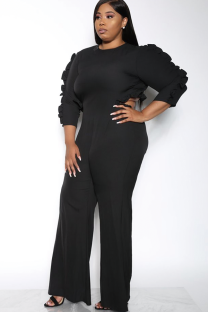 Black Fashion Long Sleeve O Neck Jumpsuits