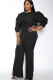 Black Fashion Long Sleeve O Neck Jumpsuits