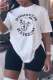 White Casual Print Patchwork O Neck Short Sleeve Two Pieces