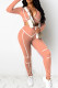 Pink Casual Striped Print Patchwork Zipper O Neck Long Sleeve Two Pieces