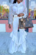 White Sexy Casual Solid See-through Long Sleeve Two Pieces