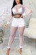 White Sexy Solid Patchwork Hooded Collar Long Sleeve Two Pieces