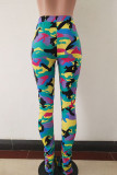 Army Green Green Orange Yellow purple Army Green Elastic Fly Mid camouflage Boot Cut Pants Bottoms