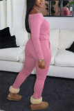 Red Fashion Casual Solid Basic Bateau Neck Straight Jumpsuits