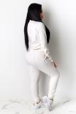 rose red Casual Fashion adult Bandage Two Piece Suits Solid Straight Long Sleeve Two-piece Pants S