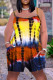 Yellow Fashion Casual Tie Dye Printing Spaghetti Strap Regular Romper
