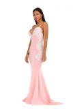 Colorful blue adult Fashion Sexy Spaghetti Strap Sleeveless Slip Mermaid Floor-Length Patchwork backless
