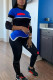 Blue Fashion Active adult Ma'am Print Two Piece Suits pencil Long Sleeve Two Pieces