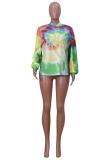 Multi-color hooded Print Print Long Sleeve Sweats & Hoodies