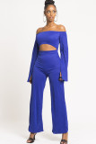 White Sexy Patchwork Solid Ruffled Long Sleeve one word collar Jumpsuits