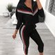 Black Elastic Fly Mid Patchwork pencil Capris Two-piece suit