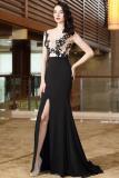 Royal blue Sexy adult Fashion Spaghetti Strap Sleeveless V Neck Mermaid Floor-Length lace split Patch