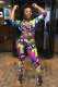As Show Drawstring Low Print Patchwork pencil Pants Two-piece suit