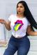 White O Neck Short Sleeve Solid Character Tees & T-shirts