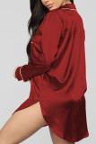 Black Living Solid Embroidered Shirt Collar Shirt Dress Dresses