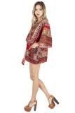 Black Fashion adult Sexy Bat sleeve Half Sleeves O neck Swagger Mini Patchwork Print