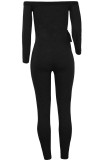 Light Gray Sexy Solid bandage Patchwork Long Sleeve V Neck Jumpsuits