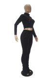 Grey Casual Solid Embroidered Mandarin Collar Long Sleeve Regular Sleeve Short Two Pieces