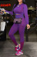 Purple Casual Solid Patchwork O Neck Long Sleeve Two Pieces