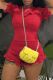 Red Casual Solid Flounce O Neck Short Sleeve Two Pieces