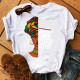 White Fashion Casual Print Basic O Neck Tops