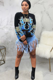 White O Neck Long Sleeve Letter Long Sleeve Tops