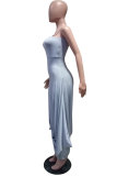 Grey Fashion Sexy Patchwork Solid Sleeveless Slip Jumpsuits