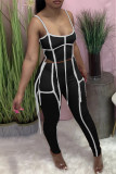 Grey Sexy Solid Patchwork Spaghetti Strap Sleeveless Two Pieces