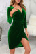 Green Sexy Solid Patchwork V Neck Dresses