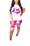 Camouflage Milk Silk Fashion Sexy adult Ma'am Camouflage Two Piece Suits pencil Short Sleeve Two Pieces