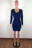 Grey Sexy Solid Hollowed Out V Neck Wrapped Skirt Dresses