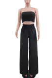 Yellow Elegant Solid Patchwork Strapless Sleeveless Two Pieces