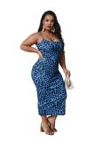 Brown Fashion Sexy adult Slip Leopard Patchwork Print Stitching Plus Size