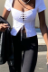 White Casual Solid Patchwork Draw String Square Collar Tops