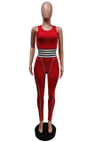 Orange Sexy Striped Patchwork O Neck Skinny Jumpsuits
