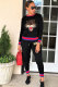 Black Drawstring Mid Animal Prints pencil Pants Two-piece suit