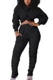 Grey Fashion Sexy adult Ma'am Patchwork Solid Two Piece Suits Straight Long Sleeve Two Pieces