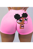 Pink Elastic Fly Low Print Straight shorts Bottoms