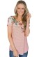 Light Pink Casual Regular O-Neck Short Print Regular Tees & T-shirts