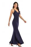 Red Fashion adult Sexy Spaghetti Strap Sleeveless Slip Slim Dress Floor-Length Patchwork Solid
