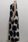 Black And White Sexy Print Patchwork Spaghetti Strap Straight Dresses