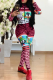 Wine Red Sexy Fashion Print zipper letter Long Sleeve O Neck 