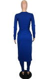 Black Sexy Solid Patchwork O Neck Long Sleeve Two Pieces