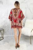 Black Fashion adult Sexy Bat sleeve Half Sleeves O neck Swagger Mini Patchwork Print
