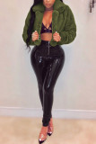 Black Celebrities Artificial Furs Solid Cardigan Square Collar Outerwear