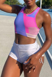 White Sportswear Solid Tie-dye U Neck Two Pieces