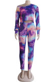 Green Sexy Two Piece Suits Print pencil Long Sleeve 
