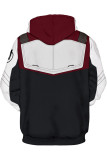 Red Fashion Street Adult Print Patchwork Pullovers Hooded Collar Outerwear